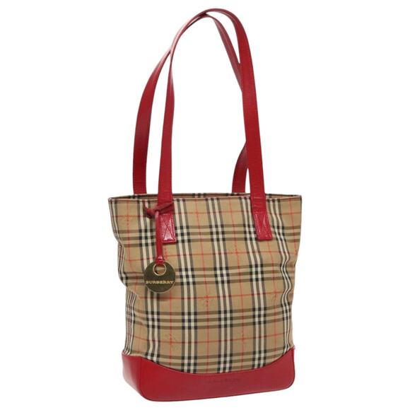 Burberry Nova Check Shoulder Bag Canvas Beige Red Gold - Picture 1 of 16